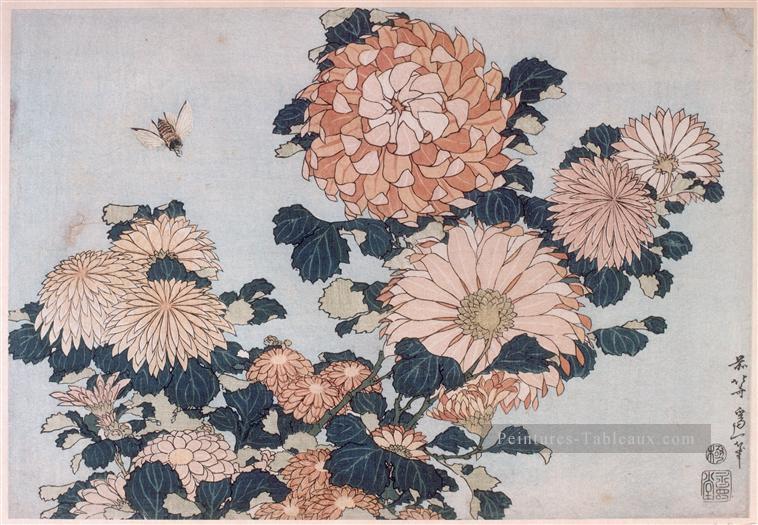 chrysanthèmes et Horsefly Katsushika Hokusai ukiyoe Peintures à l'huile